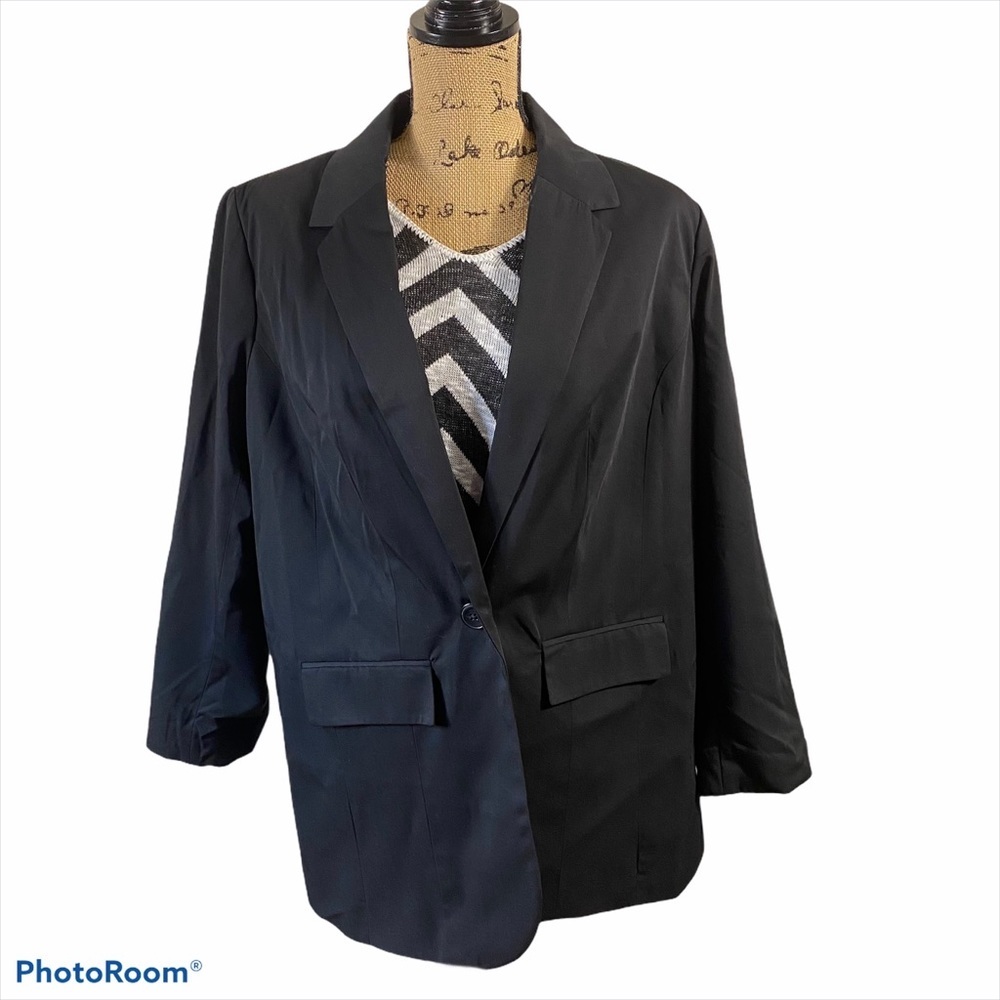 Denim 24/7 Black  one Button Blazer Plus 16W